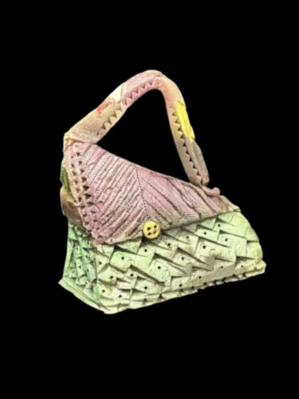 Rare Vintage Mississippi Mudworks Whimsical Art Pottery Purse Susan Warner - Picture 1 of 9